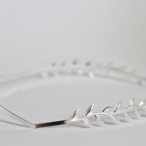 Twig Goddess Crown, Bridal Leaf Headpiece, Roman Wedding Tiara Silver