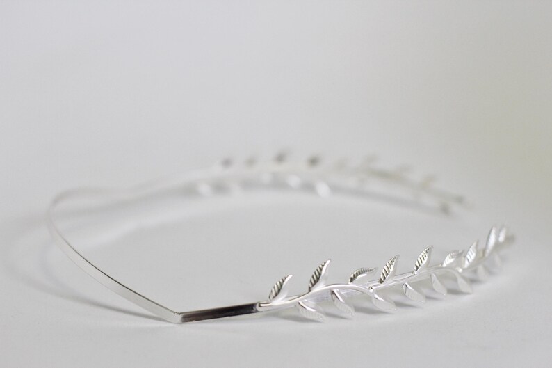 Twig Goddess Crown, Bridal Leaf Headpiece, Roman Wedding Tiara Silver