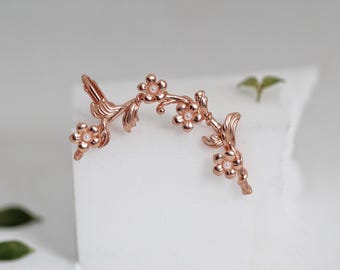 Forget-Me-Not Ear Cuff Flower Earrings Gold Floral Ear Nature Inspired Jewelry Huggie Silver  Bohemian Hand Made Boho Jewelry Ear Climber