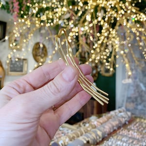 Four Teeth Plain Long Hair Prong Simple Hair Pin Bun Updo Stick Gold Plated Fork Hand Made Bridal French Boho Hair Pin Wedding Clip image 5