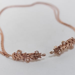 Bloom bouquet Hair Chain Boho Leaves Pearls Hair Chain Bridal Hair Accessory Chain Wreath Forehead Band Wedding Hair Jewelry