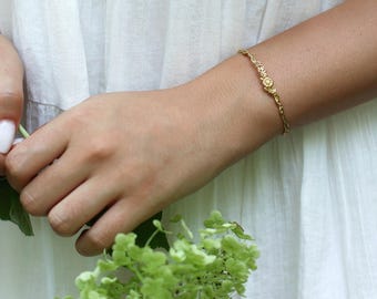 Pulsera de jardín de hadas, brazalete bohemio con ramas florales, joyería nupcial bohemia ajustable