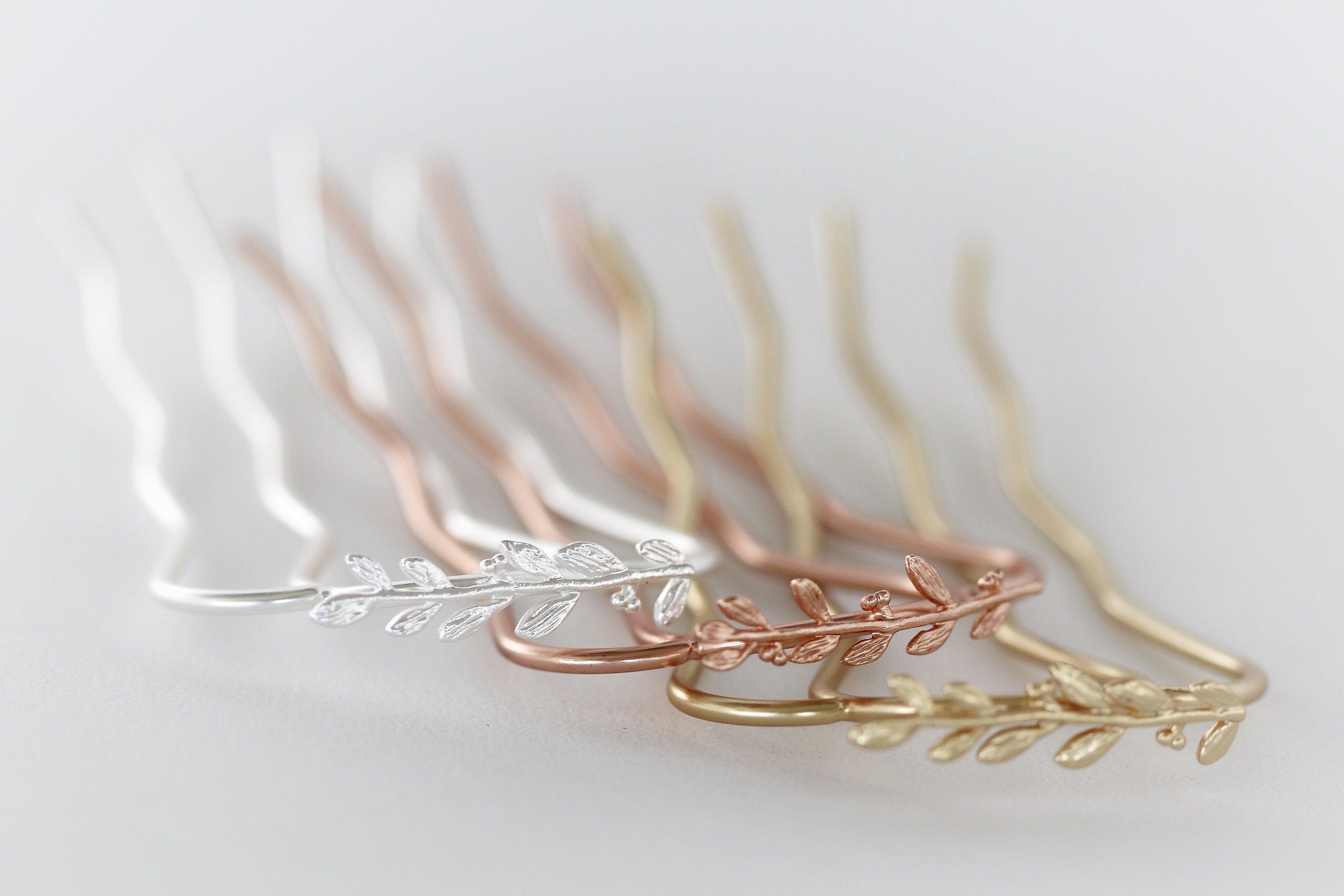 Preorder Small Twig Branch Hair Prong Gold Leaf Rose Silver Leaves Jewelry Leaves Accessory Boho Nature Inspired Fork Silver Hair Pin