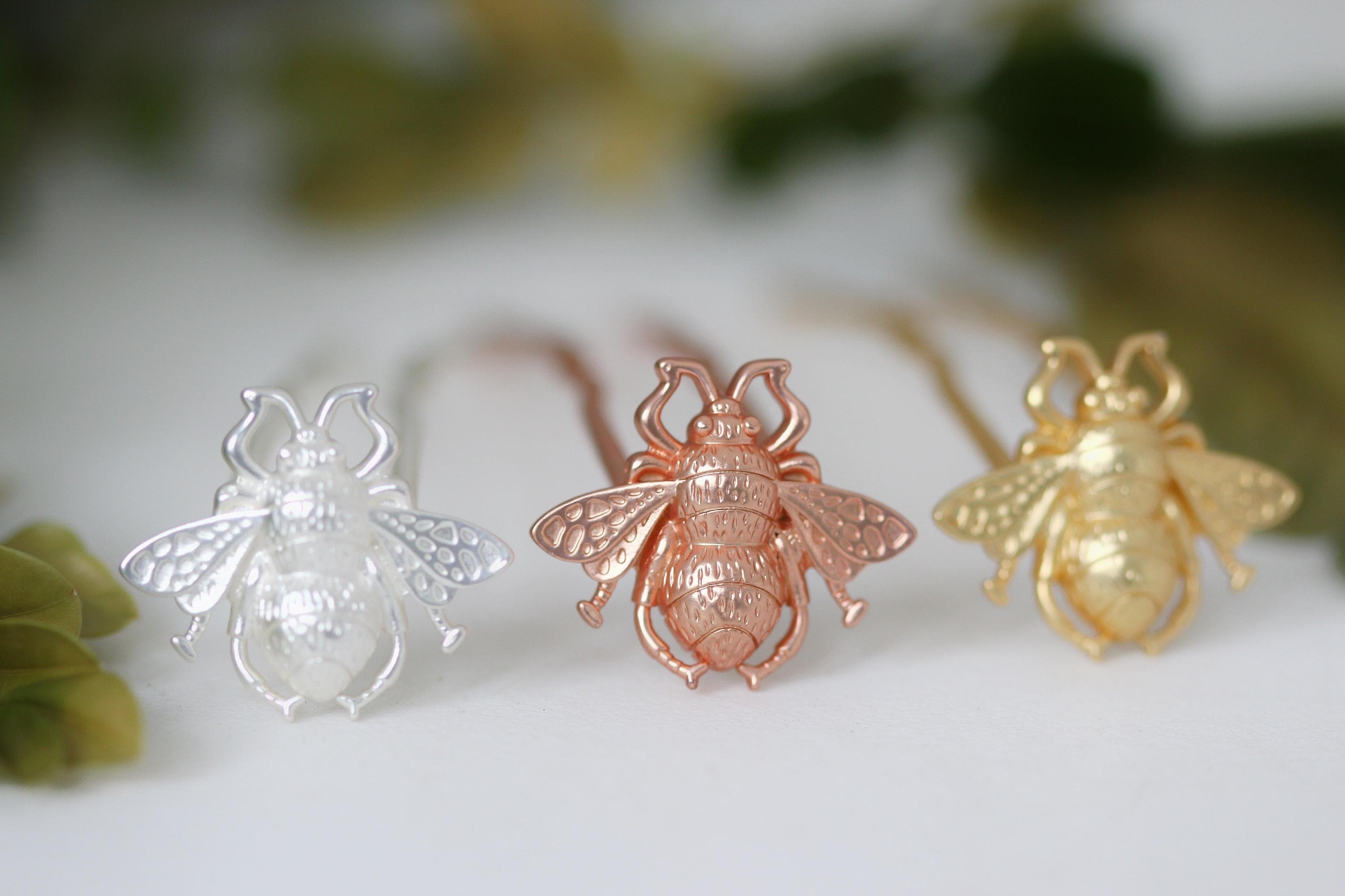 Baby Queen Honey Bee Hair Prong Gold Insect Clip Functional  display picture 3