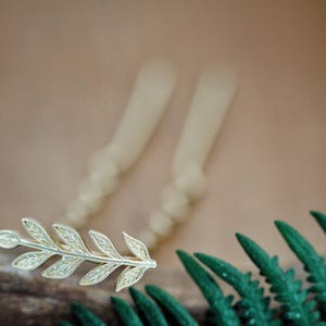 Tiny Leaf Hair Prong Gold Leaf Stick Rose gold Leaves Jewelry Twig Grecian Hair Accessory, Nature Inspired Leaves Branch Fork Silver Hair