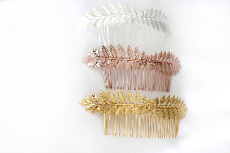 Preorder Double Athena Bridal Hair Comb Boho Grecian Leaves, Gold Plated, Bridal Hair Accessoried, Wedding Comb, Goddess Hair Accessories image 4