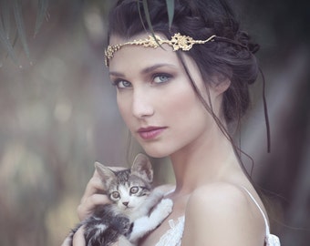 Double Branch Flexible Wire Headband, bridal hair accessory, wedding hair ornament, halo, greek goddess, roman empress, birthday crown