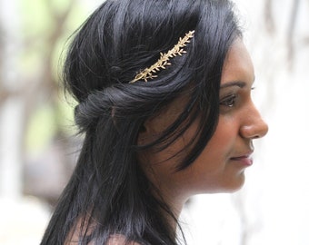 Wild Branches Twigs Goddess Crown Gold Greek Headpiece Bridal Hair Accessories, Wedding Tiara, Roman Crown, Silver Ancient Leaf Headband