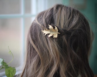 Preorder* Large Fig Leaf Hair Barrette, Gold Leaf, Goddess Hair Pin, Princess Accessory, Bridal Hair Accessory, Bohemian Pin, Boho Chic Clip