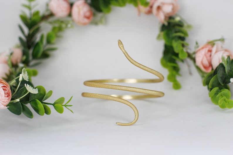 Swirly Snake Arm Band Egyptian Cleopatra Mythology Egypt Accessories Gold Arm Band Goddess Arm Cuff Circlet Ancient Jewelry image 2