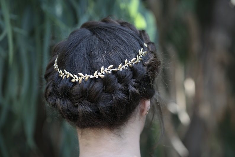 Venus Vines & Pearls Wreath, Wedding Tiara, Bridal Gold Leaf Headband, Bohemian Tiara, ForeheadBand, Silver Leaves Bridal Hair Accessories image 3