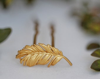 Small Feather Hair Pin Gold Ploma Hair Accessories Hair Clip Hair Pin Fantasy Hair Accessories, Magical Hair Pin, Fairy Jewelry