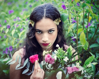 Preorder* Flower Artemis Greek Goddess Crown, Greek Headband, Bridal Hair Accessory, Golden Leaves Tiara, Gold Leaf Wreath, Grecian Halo