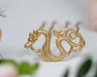 Swirly Dragon Hair Pin Mythical Serpent rose gold silver Hair Prong Elven Hair Jewelry Whimsical Hair Fork Myth Accessories