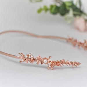 Whimsical Meadows Floral Goddess Crown, Blooming Branch, Pearls, Bridal Hair Accessories