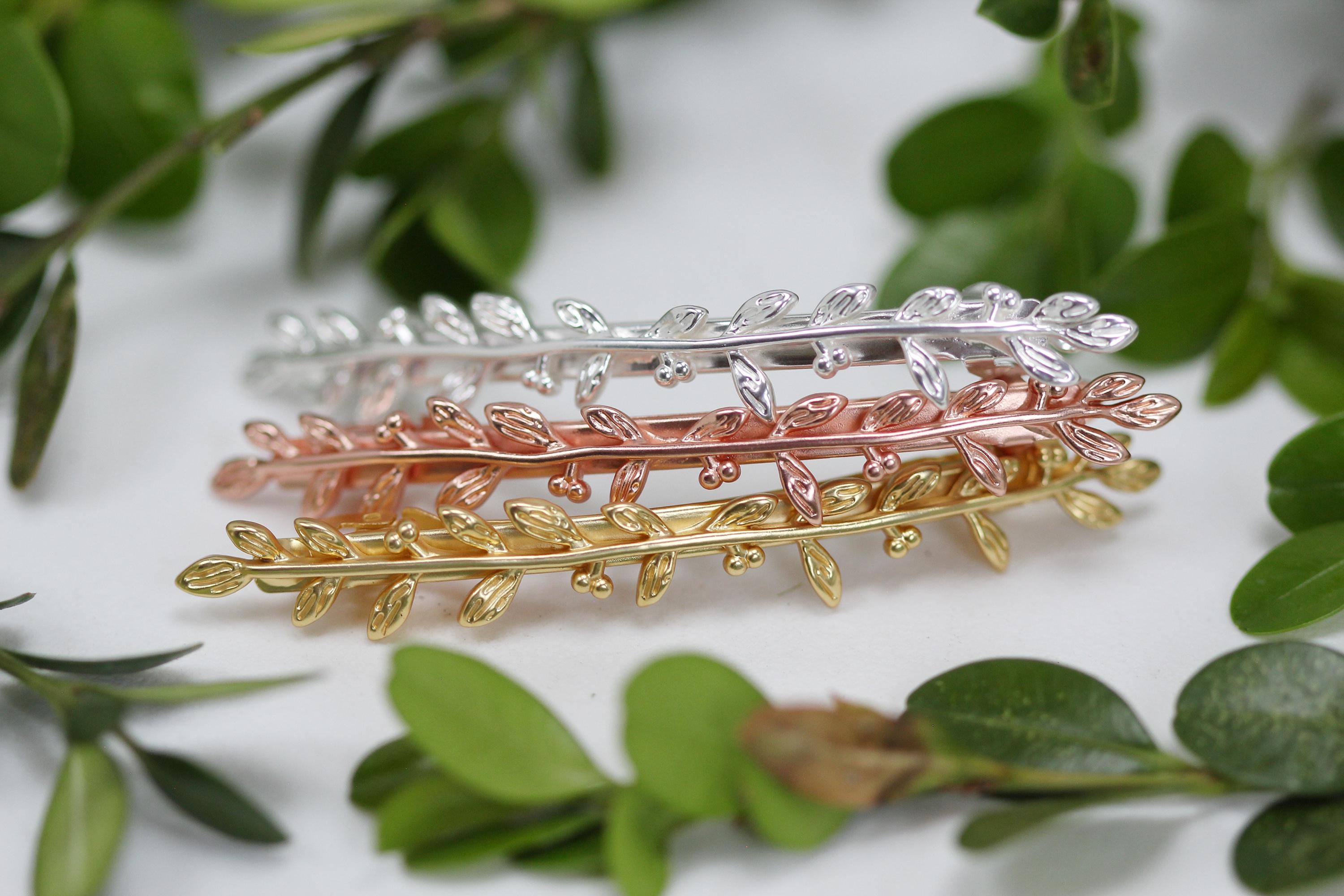 Long Twigs Barrette, Leaves Hair Clip, Leaf Wedding  display picture 3