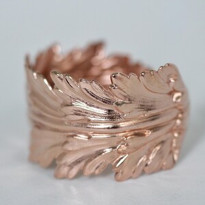 King Feather Bracelet, goddess jewellery, Wrap Leaf Bracelet, Bridal Statement Bracelet, Bridal Accessories, Giant gold Stem Branch Feather image 8