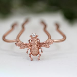Princess Bee Hair Pin, Gold Silver Updo Insect French Twist Pin, Boho Hair Fork Hairstyle Jewelry, Hair Accessory Nature Inspired Hair Prong