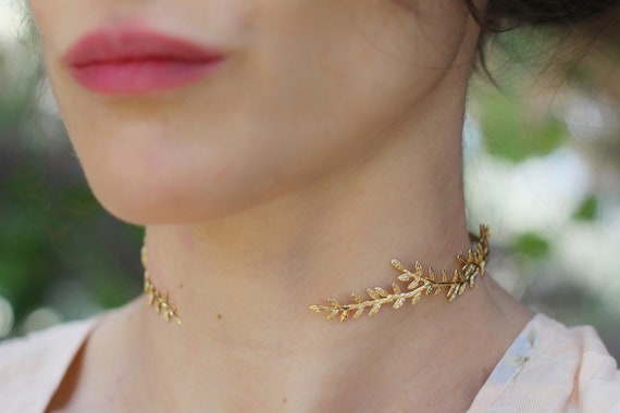 Wild Branches Leaves Choker Gold Silver Rose Gold Leaf Branch Grecian Wedding Inspired Jewelry Bridal Necklace Greek Goddess Accessories Etsy