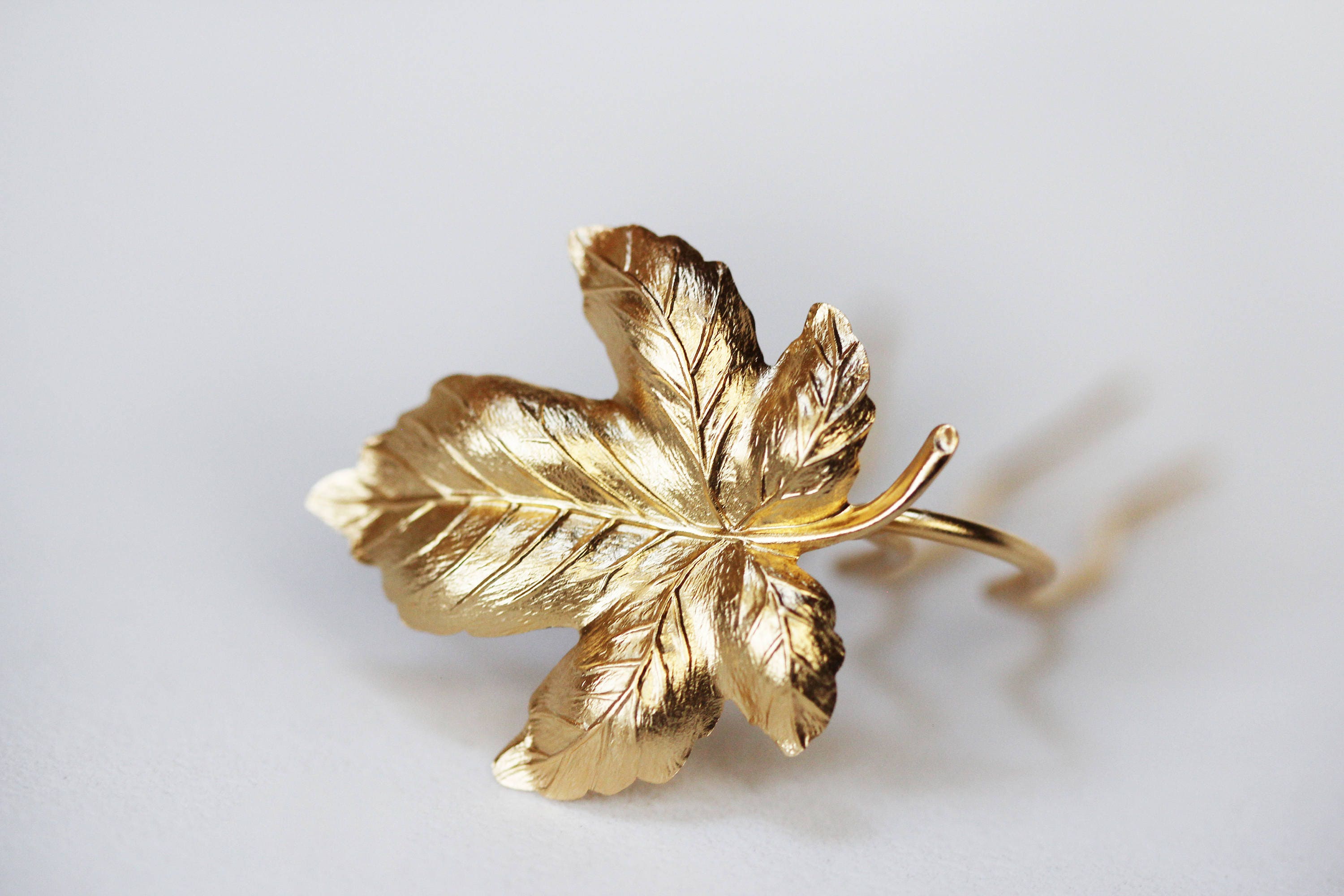 Fig Leaf Hair Stick Gold Leaf Clip Rose gold Leaves Jewelry | Etsy