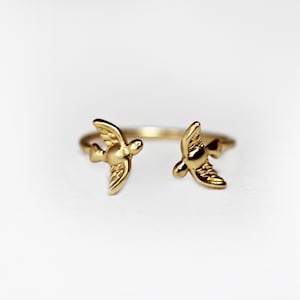 Birds Ring, Knuckle Ring, Stacking Ring, Boho Nature Inspired Ring, Adjustable Fairy Ring, Bohemian Jewelry, Unique Bridal Accessories
