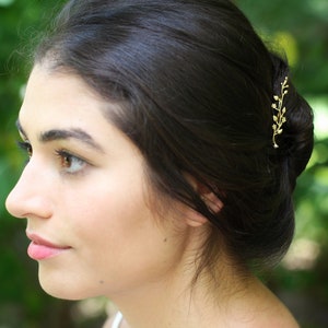 Enchanted Garden Prong Leaf Bun Hair Stick Gold Flower Hair Pin Floral Hair Piece Bridal Hair Pin Daisies Boho Flower Hair Fork image 6