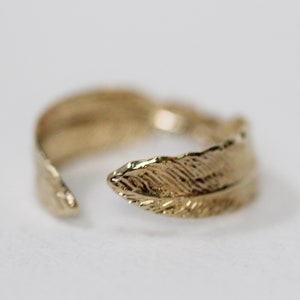 Preorder * Feathers Ring, Gold Feather Ring, Adjustable, Bohemian Jewelry Whimsical Ploma Anillo, Bird Wing Grecian Goddess
