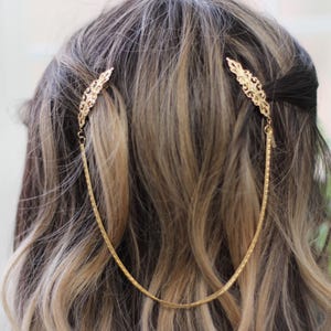Marquise Hair Chains, Bridal Hair Accessories, Wedding Hair Wreath, Unique Boho Filigree Princess Hair Jewellery Fantasy Gold Hair Chain