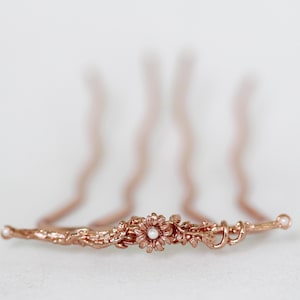 Fairy Garden Hair Prong Silver Leaf Bun Stick Gold Flower Hair Pin Floral Hair Piece Bridal Hair Pin Hair Clip Floral Hair Fork