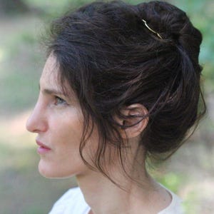 Four Teeth Plain Long Hair Prong Simple Hair Pin Bun Updo Stick Gold Plated Fork Hand Made Bridal French Boho Hair Pin Wedding Clip image 2