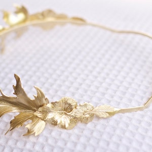 Preorder Royal Fig Leaves Goddess Headband, Grecian style, Roman Headband, Gold Leaves Wreath Bridal Hair accessories, Rear Headband image 5