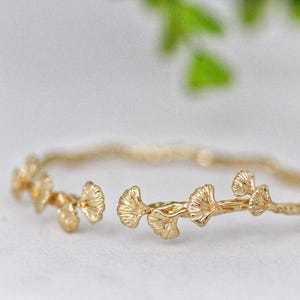 Ginkgo Leaves Bracelet Gold Wrap Bracelet Bridal Floral Dainty Gold Leaves Bridal Jewelry Bridal Cuff Whimsical Boho Wedding Jewelry