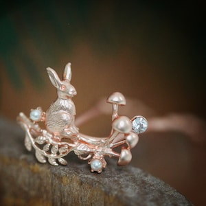 Small Mushroom Bunny Hair Prong Leaf Clip Rose gold Leaves Jewelry Leaf Hair Accessory, Silver Hair Fork stick, Leaves Hair Pin