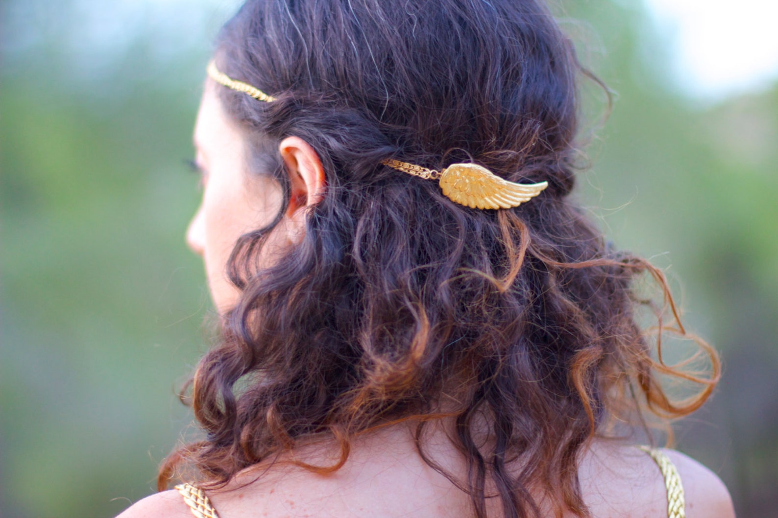 Big Angel Wings Hair Chain Bridal Hair Accessory Gold Hair Etsy