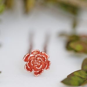 Small Peony Hair Prong Floral Flower Rose Gold Flowers Leaves Boho Floral Hair Accessory Nature Inspired Hair Fork Bridal Hair Pin