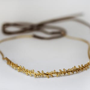 Jamie Wreath, Durable Hair Chain, Romantic Tiara, Golden Leaves Halo, Fairy Crown, Rustic Woodland, Forehead Band, Bridal Hair Accessories