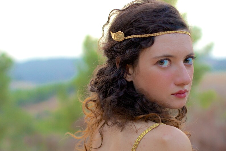 Big Angel Wings Hair Chain Bridal Hair Accessory Gold Hair image 3