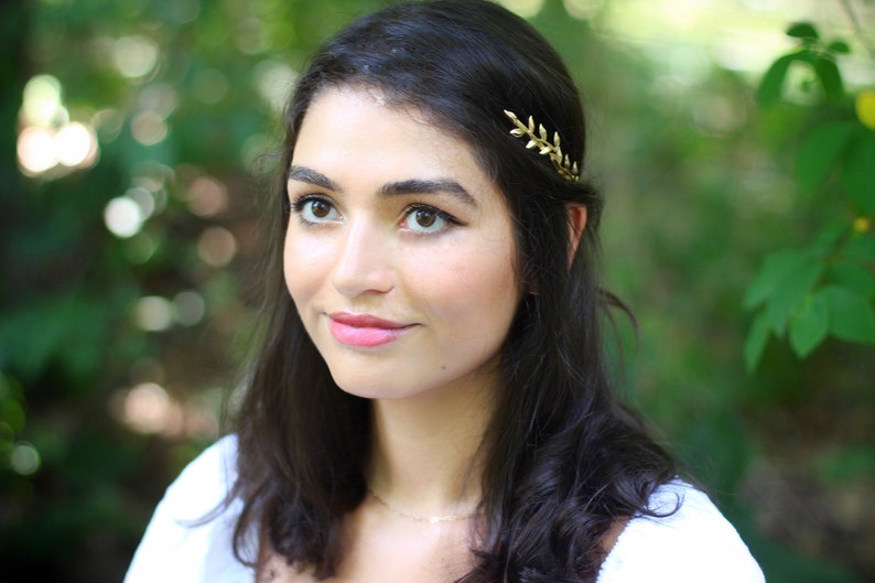 Twigs Goddess Headband, Rose Gold Greek Goddess Headpiece, Bridal Hair Accessories, Wedding Tiara, Roman Crown, Silver Ancient Leaf Headband image 2