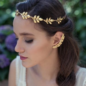 Olive Leaf Ear Cuff, Ancient Greek Style, Boho Chic Bridal Jewelry
