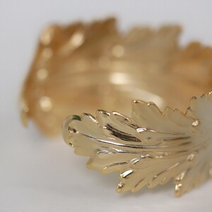 King Feather Bracelet, goddess jewellery, Wrap Leaf Bracelet, Bridal Statement Bracelet, Bridal Accessories, Giant gold Stem Branch Feather image 5