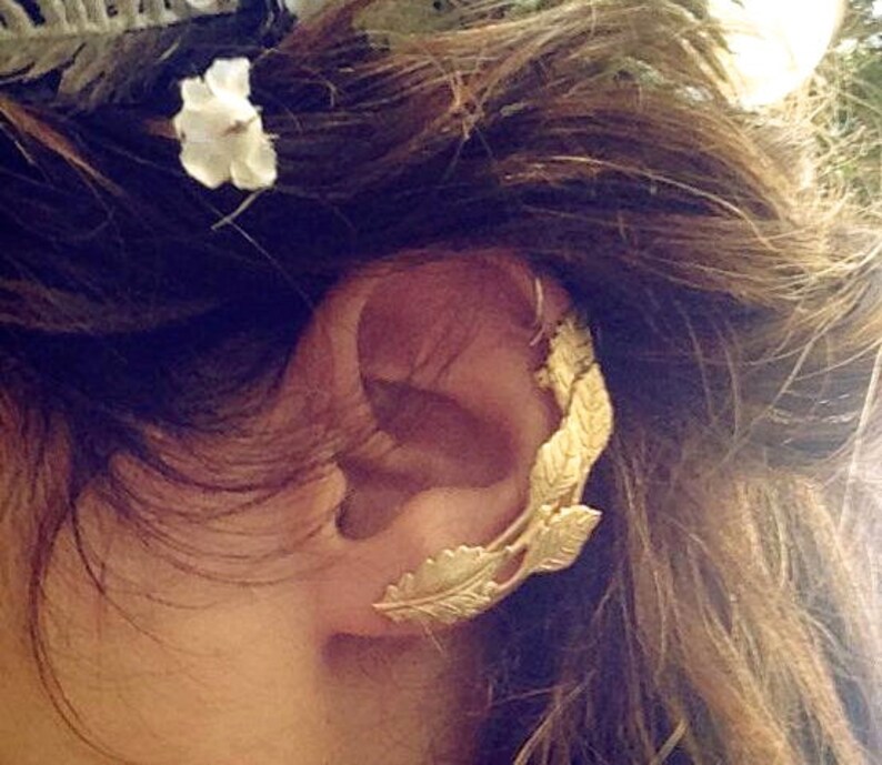 Ivy Ear Cuff Gold Leaves Earring Gold Plated Ear Climber Etsy