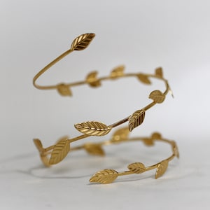 Preorder Jasmine Branch Bracelet Dainty Wrap Gold Leaves Arm Band Wrap Around Wrist Gold Swirl Boho Bracelet, Unique Bridal Jewellery image 3