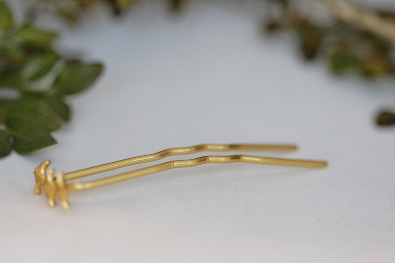 Small Ginkgo Leaves Hair Prong Leaf Hair Branch Gold Leaf Whimsical Hair Accessory Nature Inspired Hair Fork Silver Branch Pin image 2