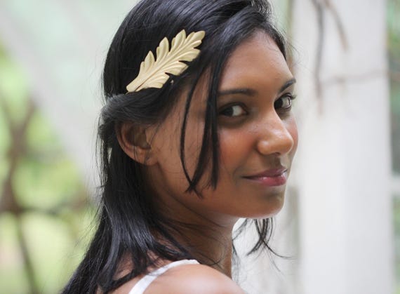 Goddess Costume Leaf Crown Bridal Wedding Hairpiece Bohemia for Women Amazon.com : Gortin Gold Leaf Crown Wedding Headband Goddess  main image 3