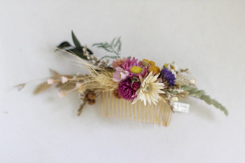 Preorder Spring Blossom Dried Flowers Comb, Bridal Hair Accessories, Bride Floral Comb, Floral Piece, Leaves Boho Chic Rustic Woodland image 7