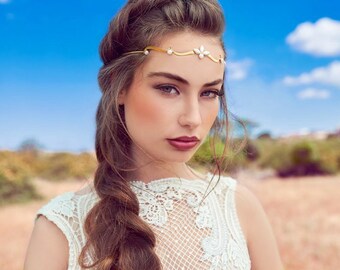 Preorder * Dainty Elf Crown Bridal Hair Accessories Whimsical Boho Wreath Halo Headband Elven Jewelry Magical Fantay Fairy Forehead Band