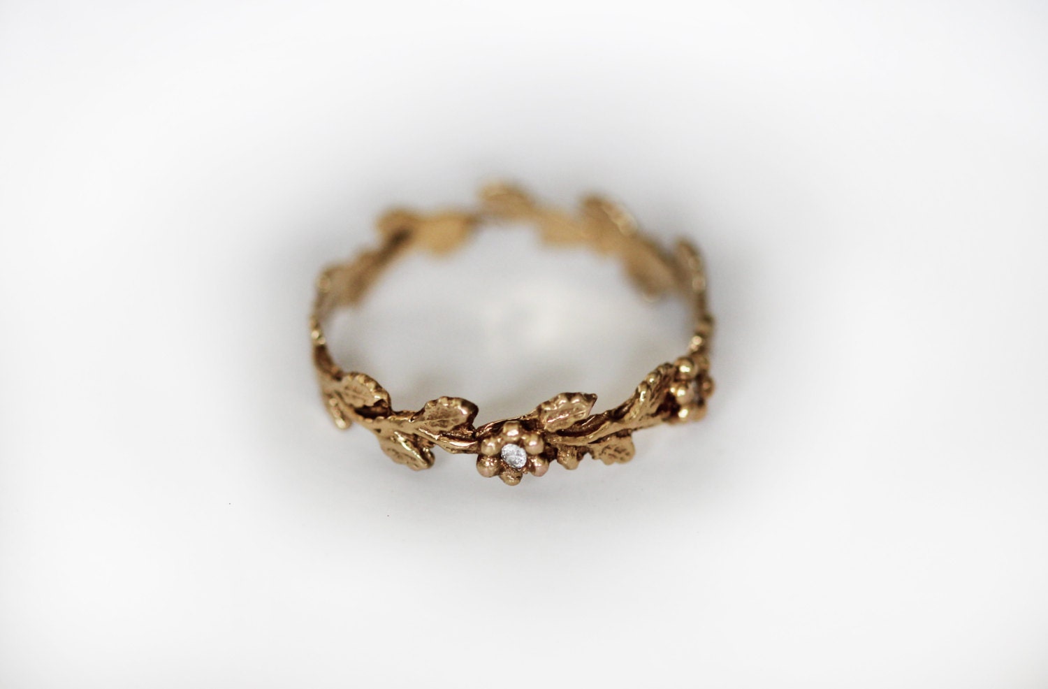 Unique Diamond Leaf Engagement Ring Leaf Wedding Band Gold | Etsy