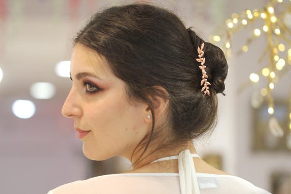 Fermagli Per Capelli Da Sposa Con Perle In Vetro E Cristalli – Placcato Oro Rosa, 60 Mm - 2