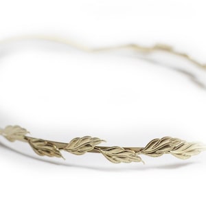 Preorder* Field Of Leaves Goddess Headband Crown Grecian Gold Leaf Bridal Hair Accessories Rustic Woodland Fairy Wedding Hairpiece Rear back