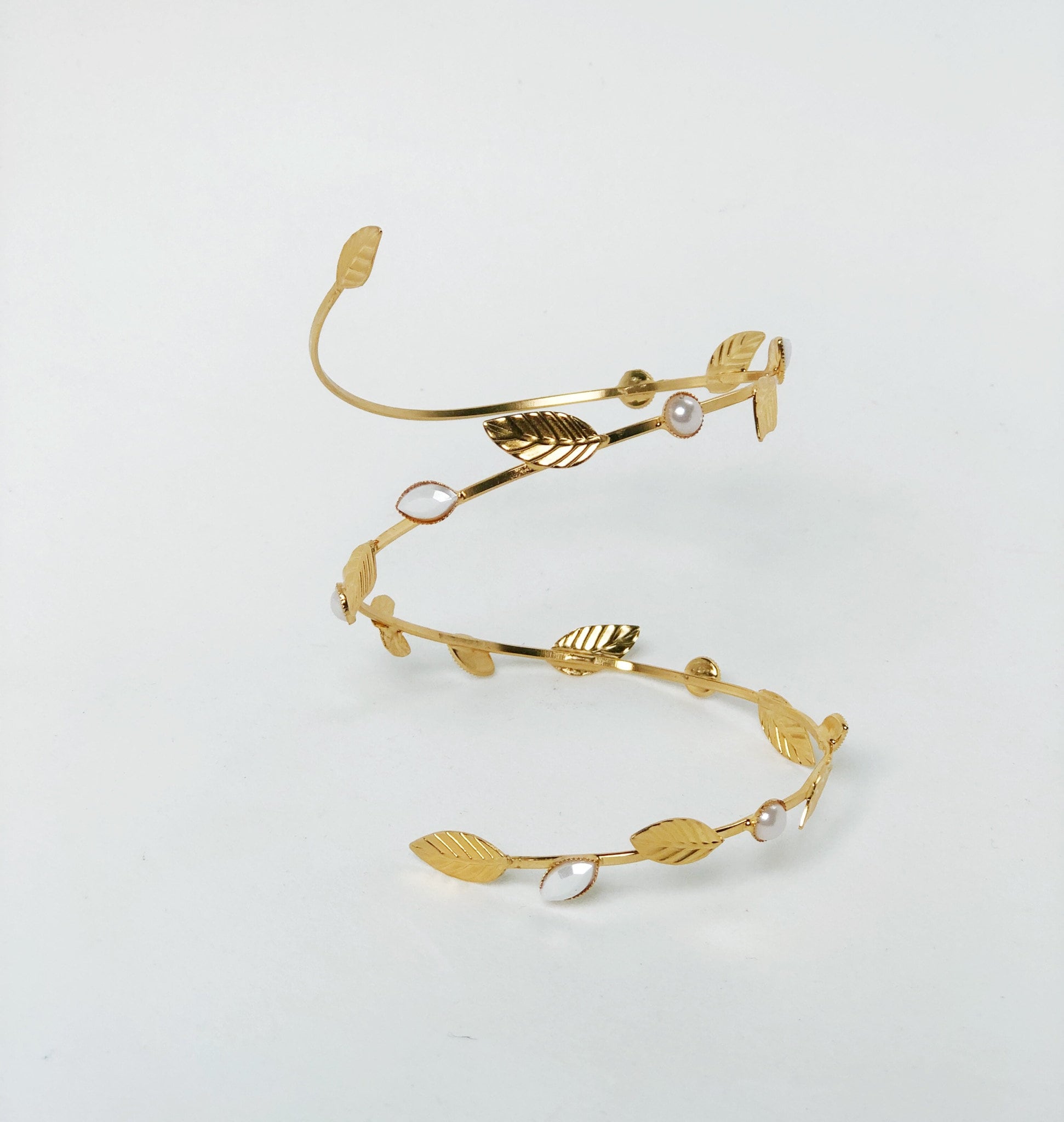 Elinor Delicate Pearls Crystals Branch Bracelet Gold Leaves | Etsy